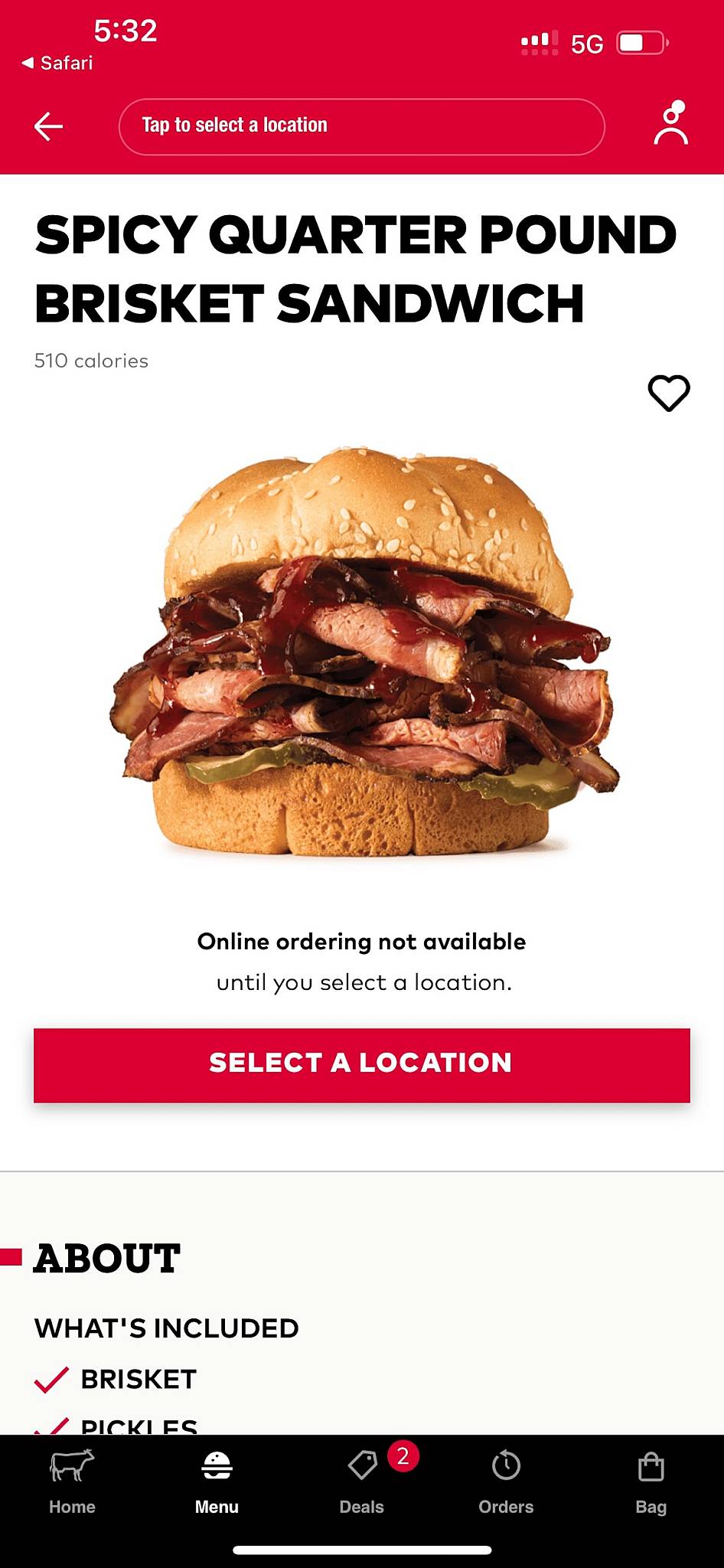 Arby's меню