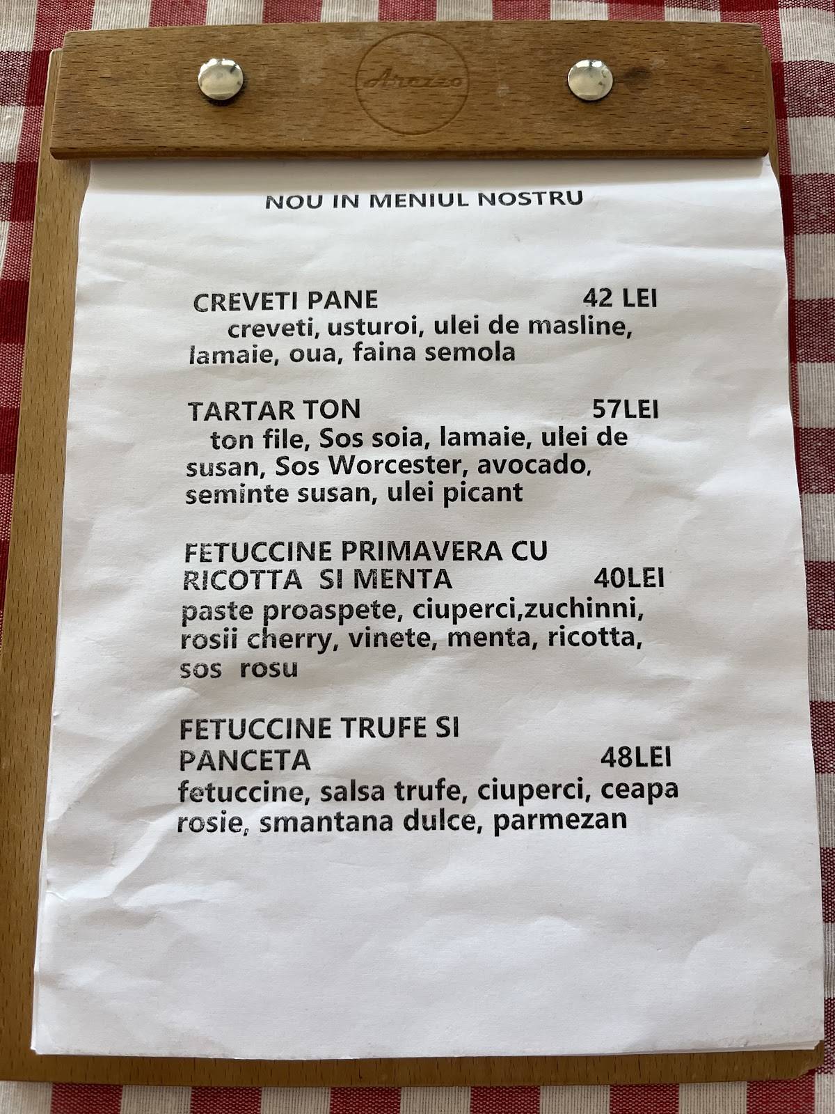 Arezzo Ristorante меню