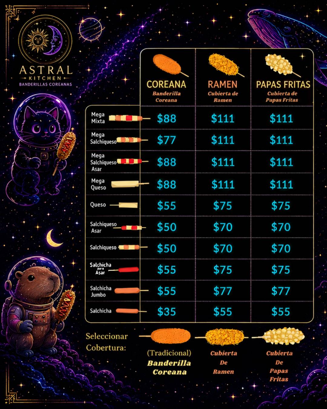 Astral Kitchen Banderillas Coreanas меню