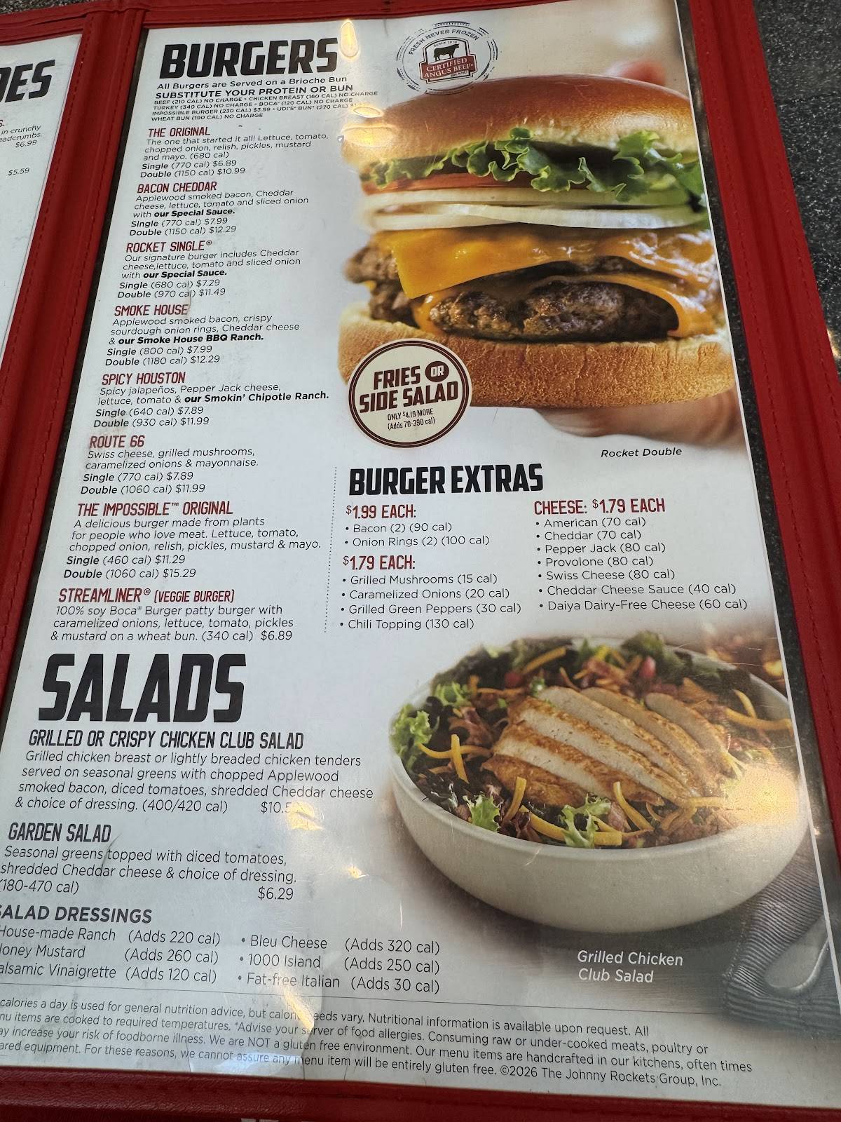 Johnny Rockets меню
