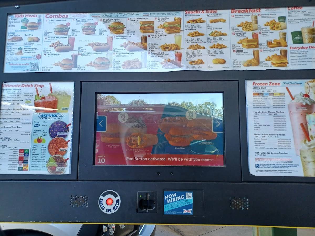Sonic Drive-In меню