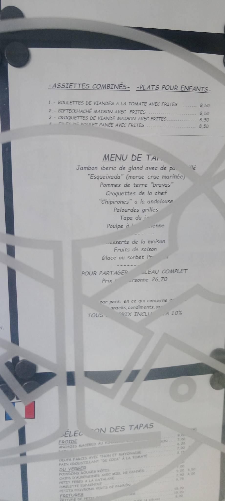 Avenida. Tapas-Restaurant. меню