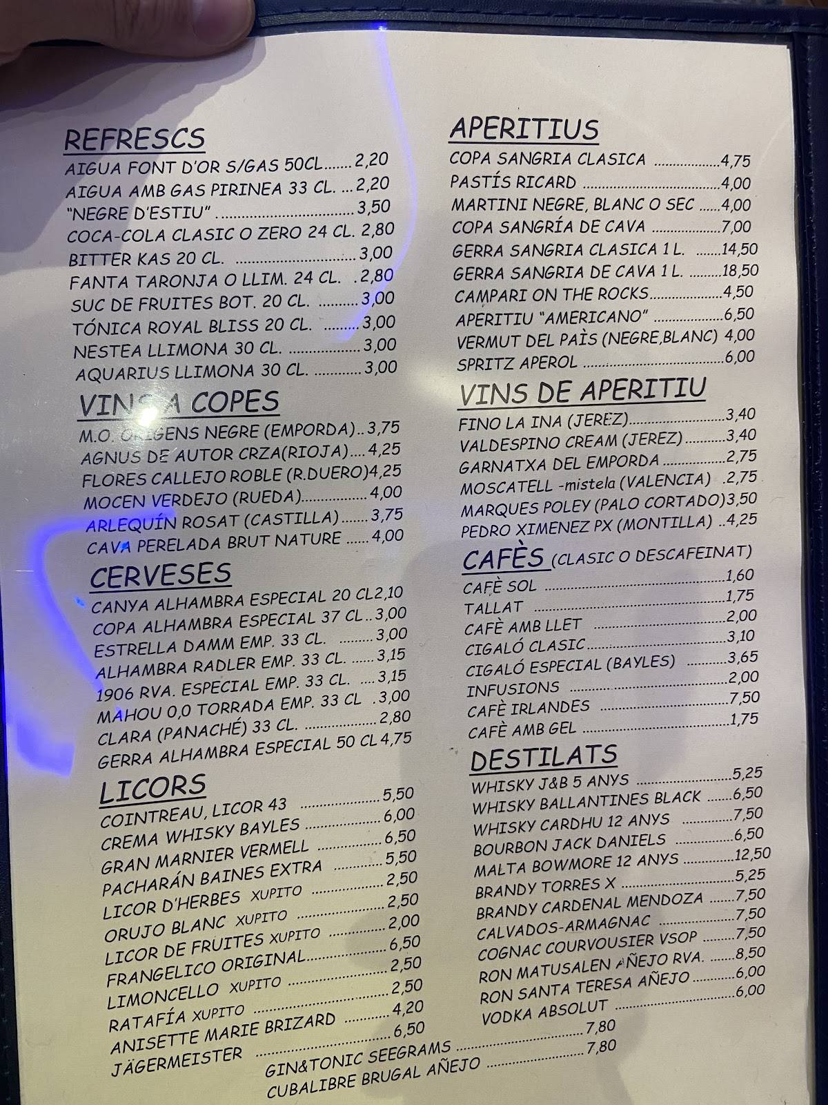 Avenida. Tapas-Restaurant. меню