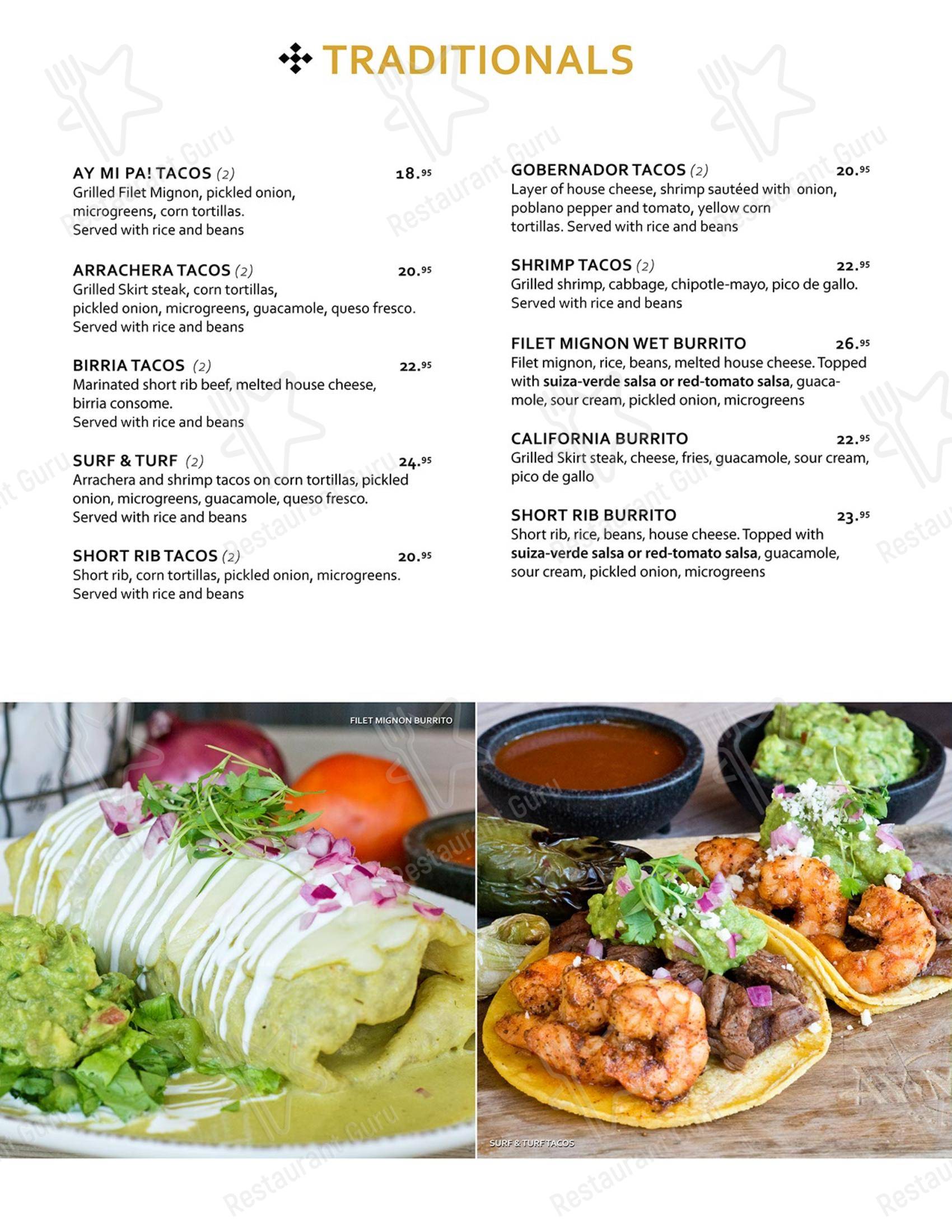 Меню паба и бара Ay Mi Pa Mexican Grill & Cantina