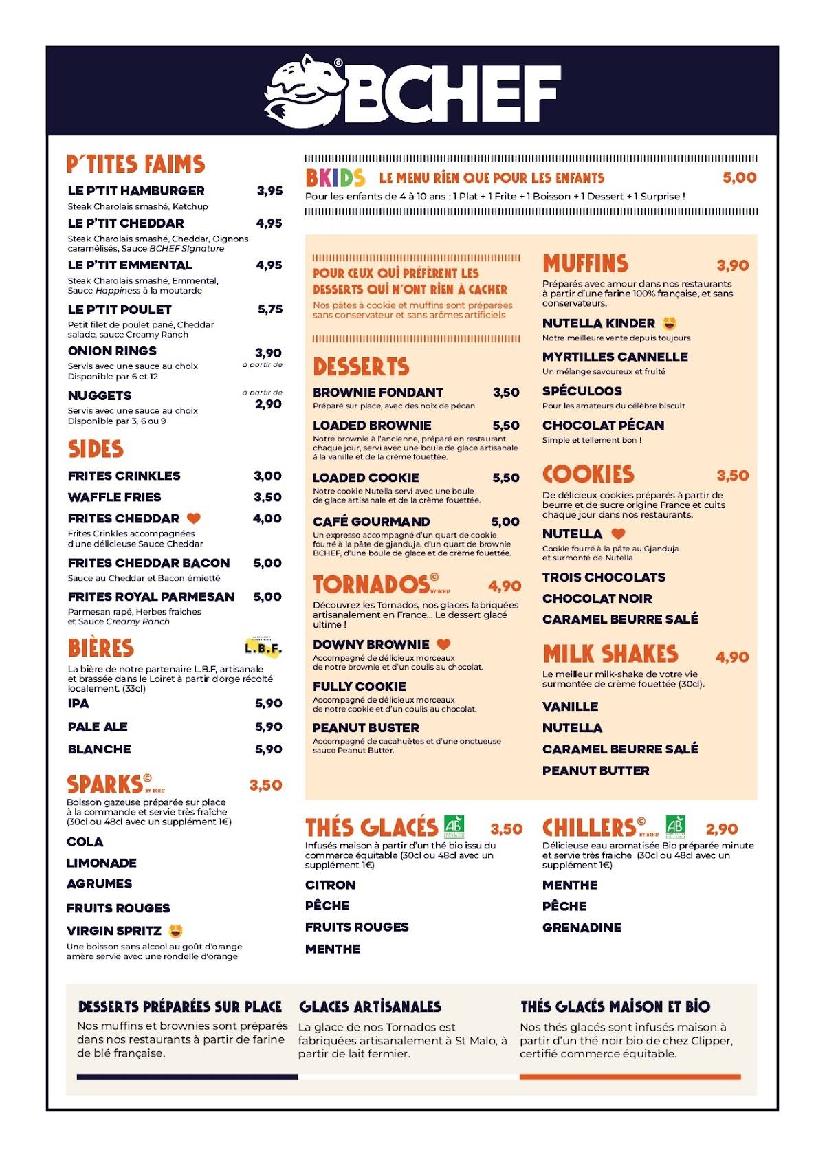 BCHEF Burgers - Rennes Colombier меню