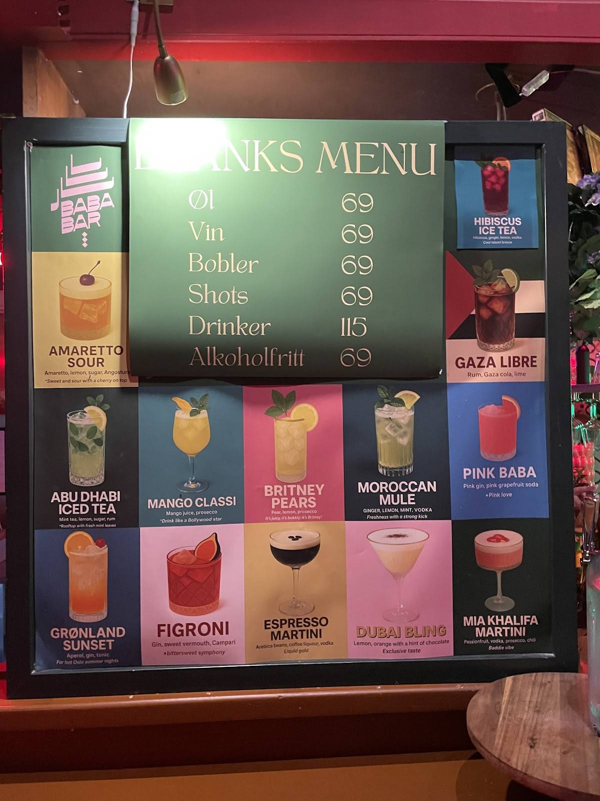 Baba bar меню