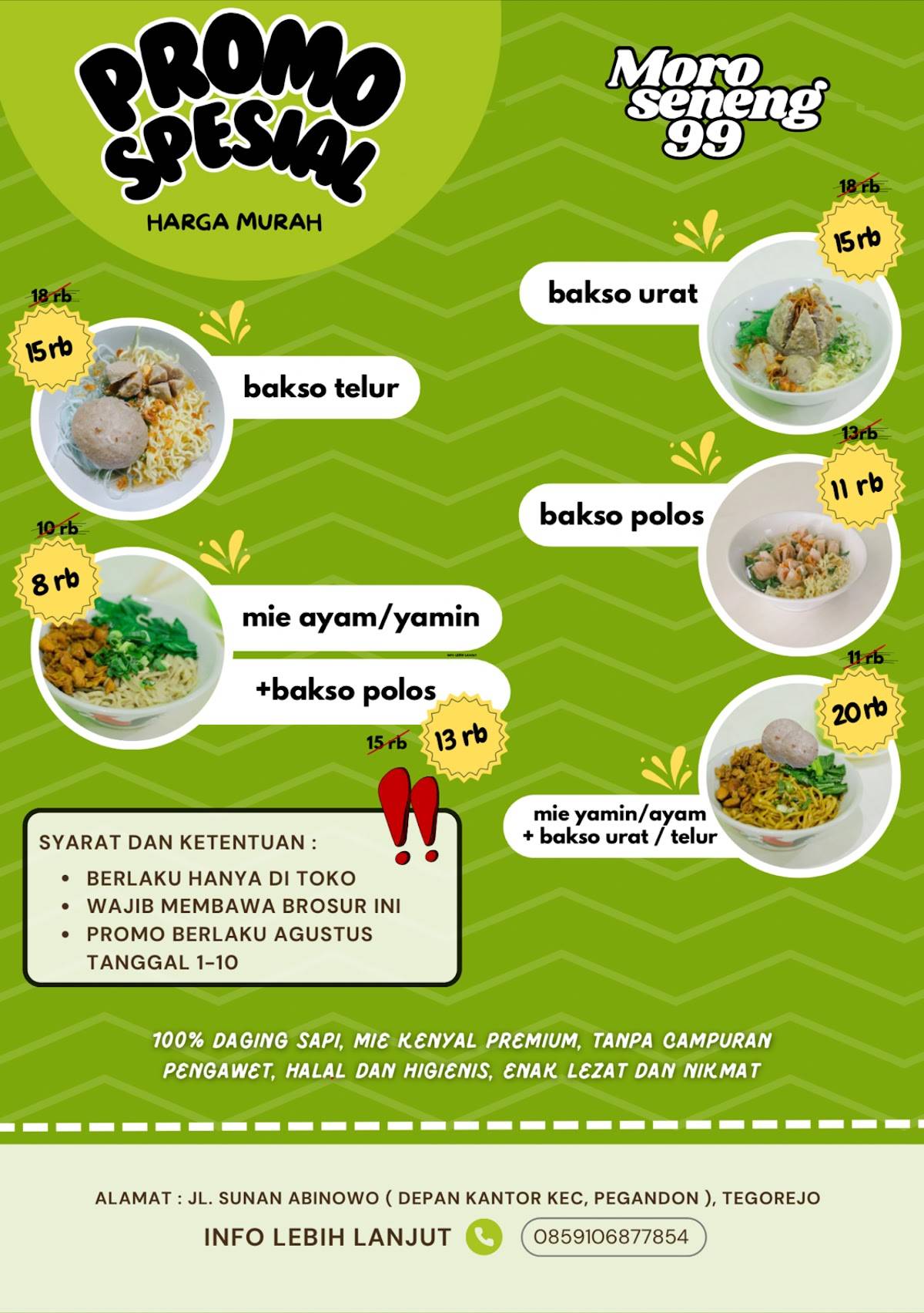 Bakso & Mie Ayam Moro Seneng 99 меню