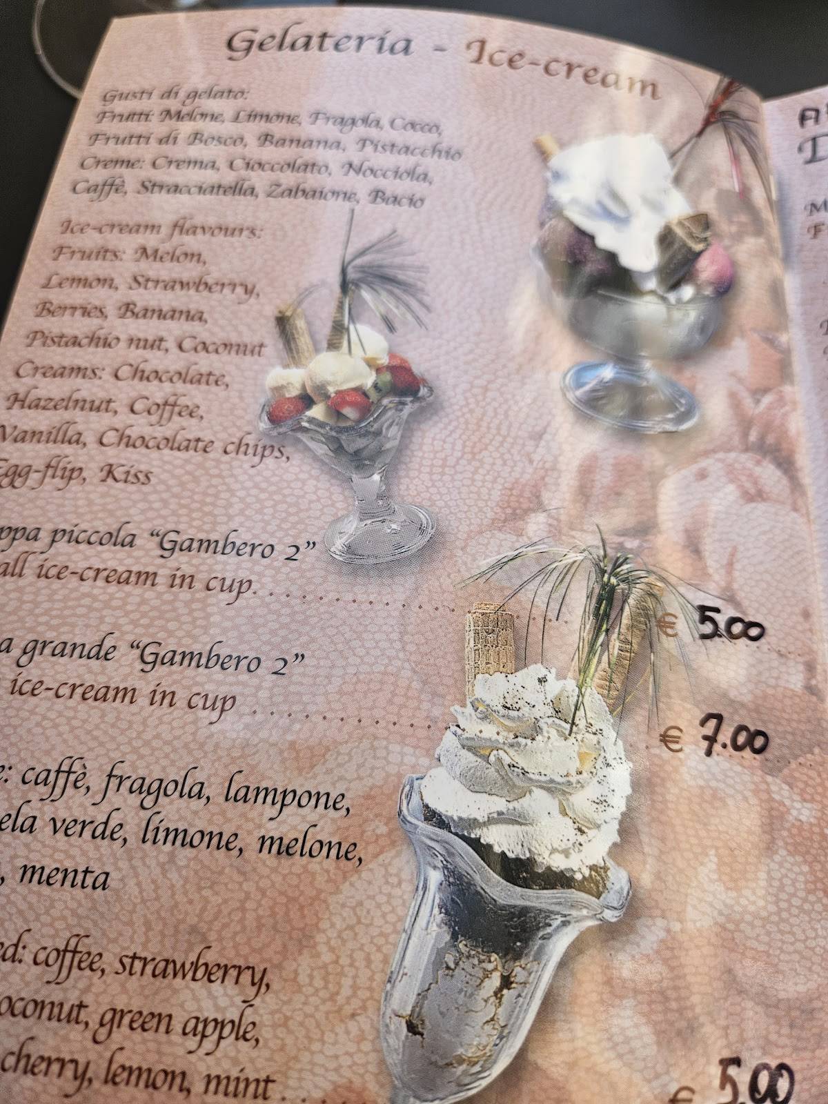 Bar Gambero меню