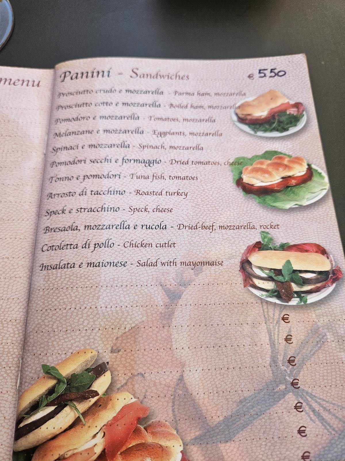Bar Gambero меню