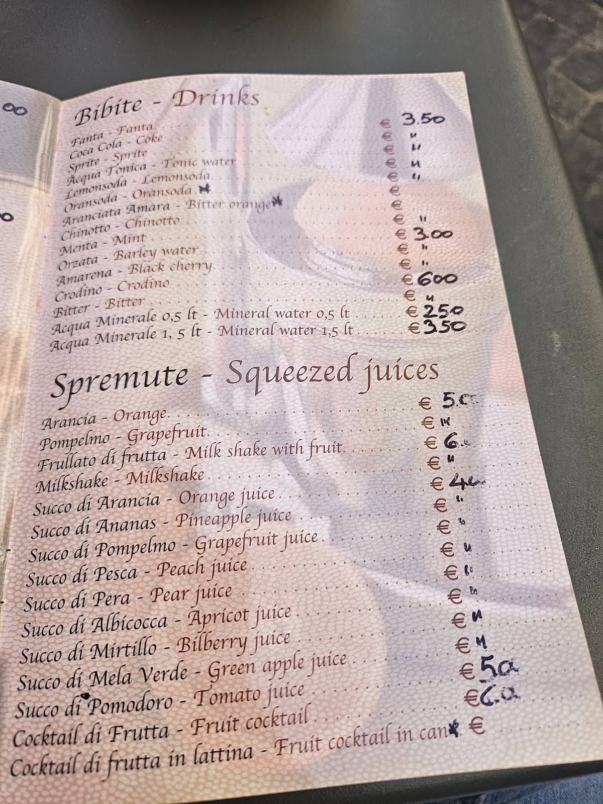 Bar Gambero меню