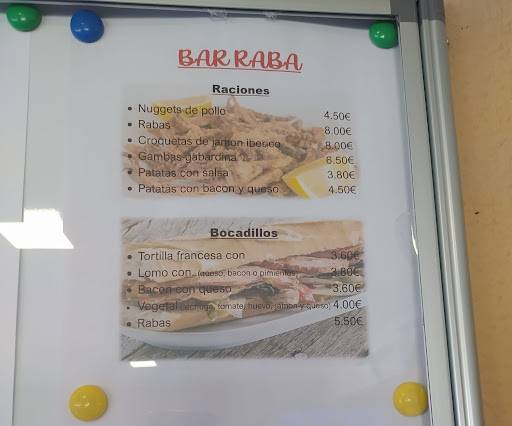 Bar Raba меню