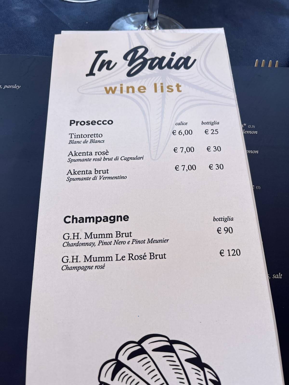 Bar Ristorante In Baia меню