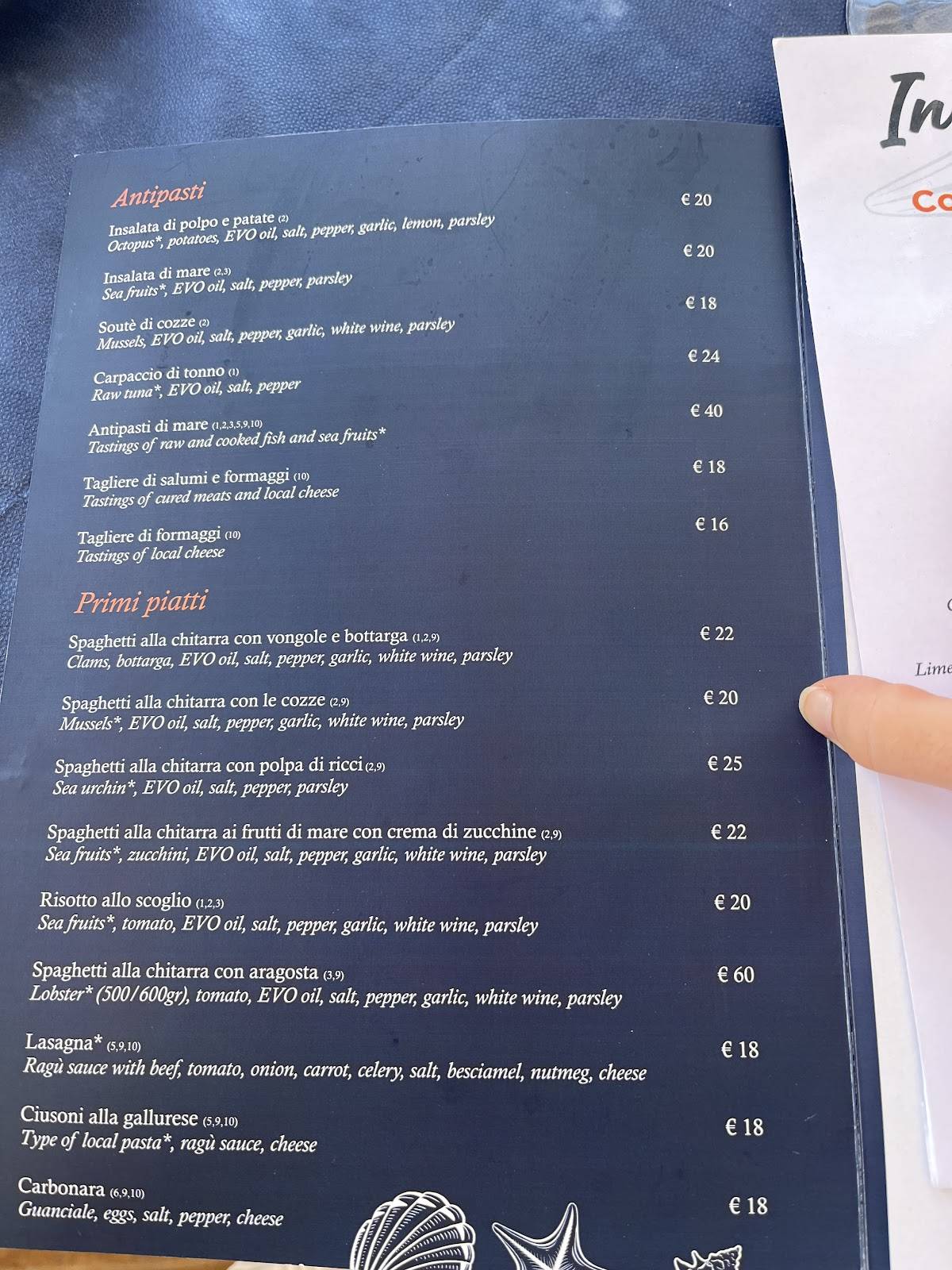 Bar Ristorante In Baia меню