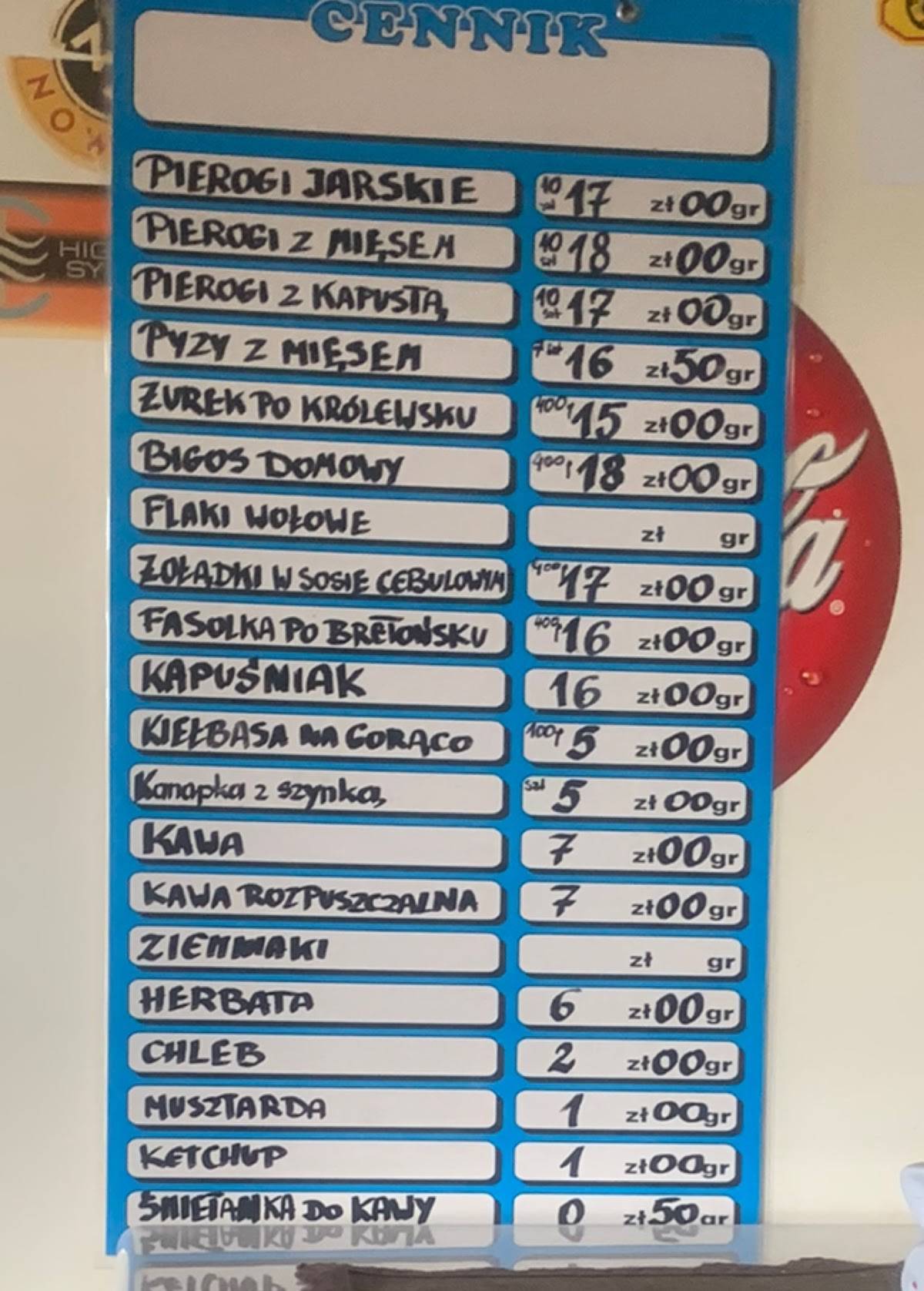 Bar pod różami меню