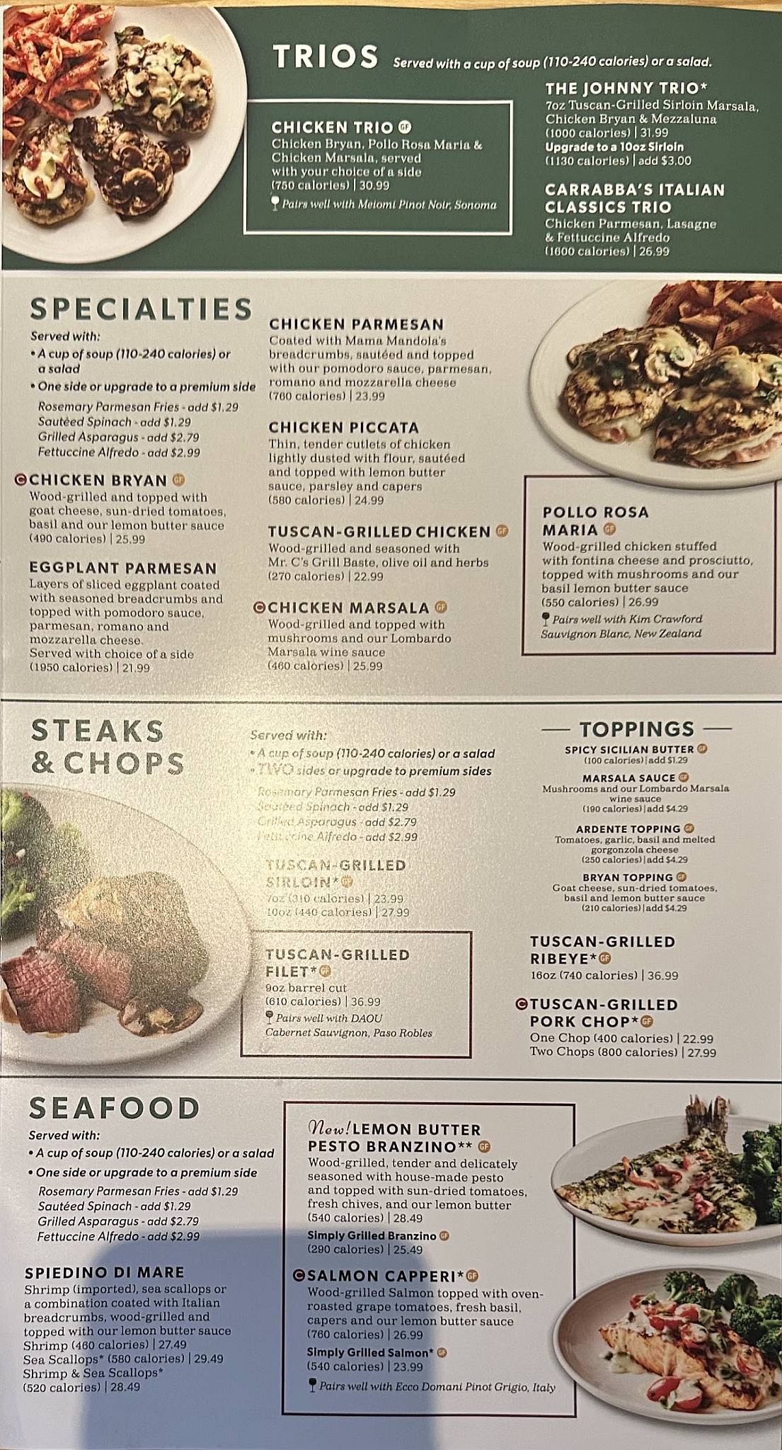 Carrabba's Italian Grill меню
