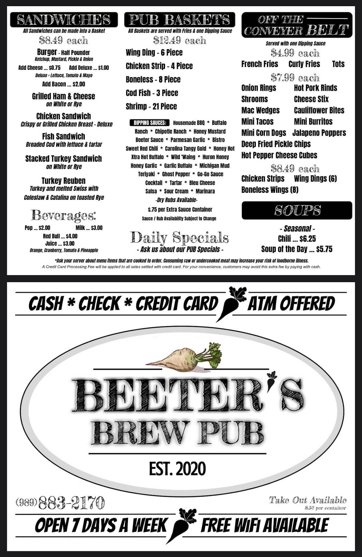 Beeter’s Brew Pub меню