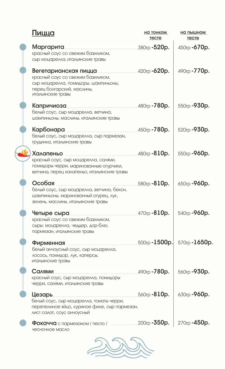 Белый кит меню