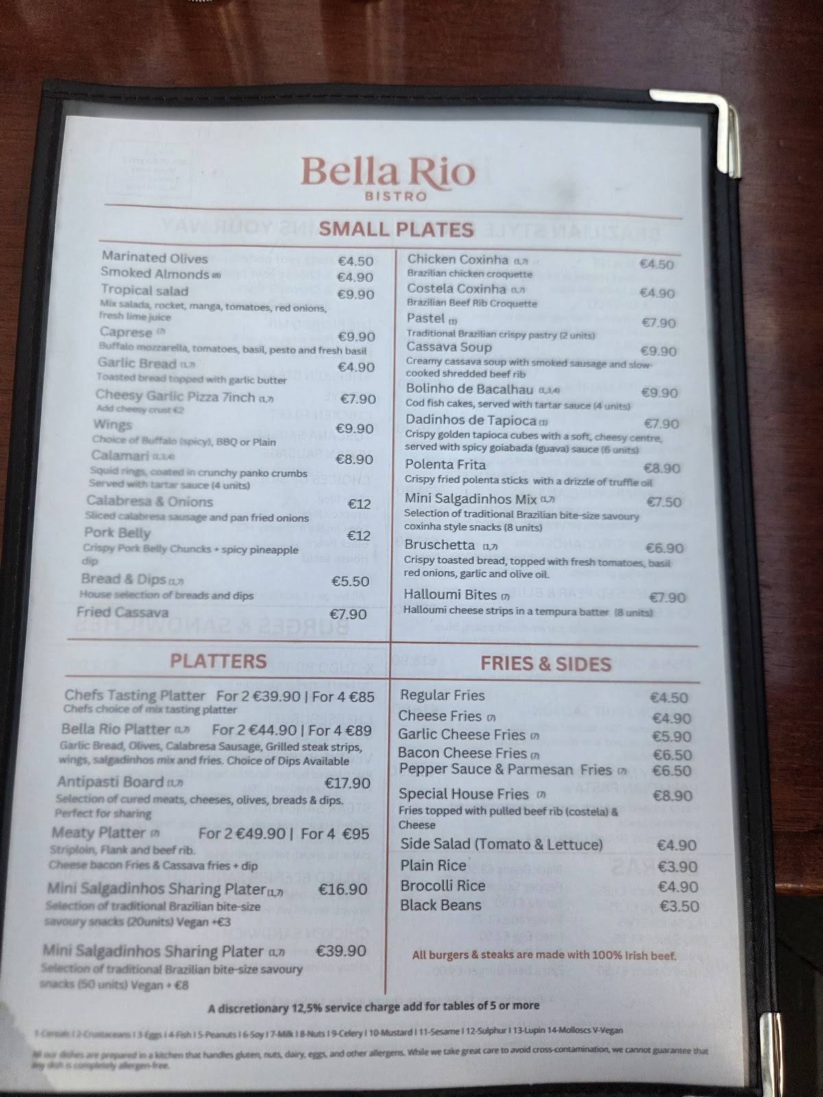 Bella Rio Bistro меню