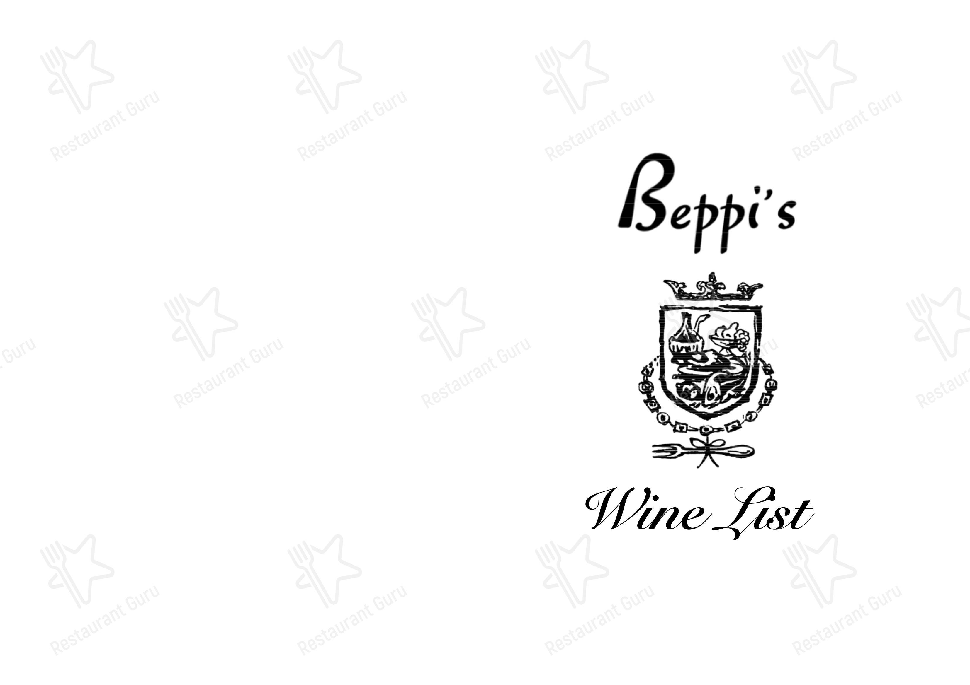 Меню ресторана Beppi's Italian - At Home Catering Menu