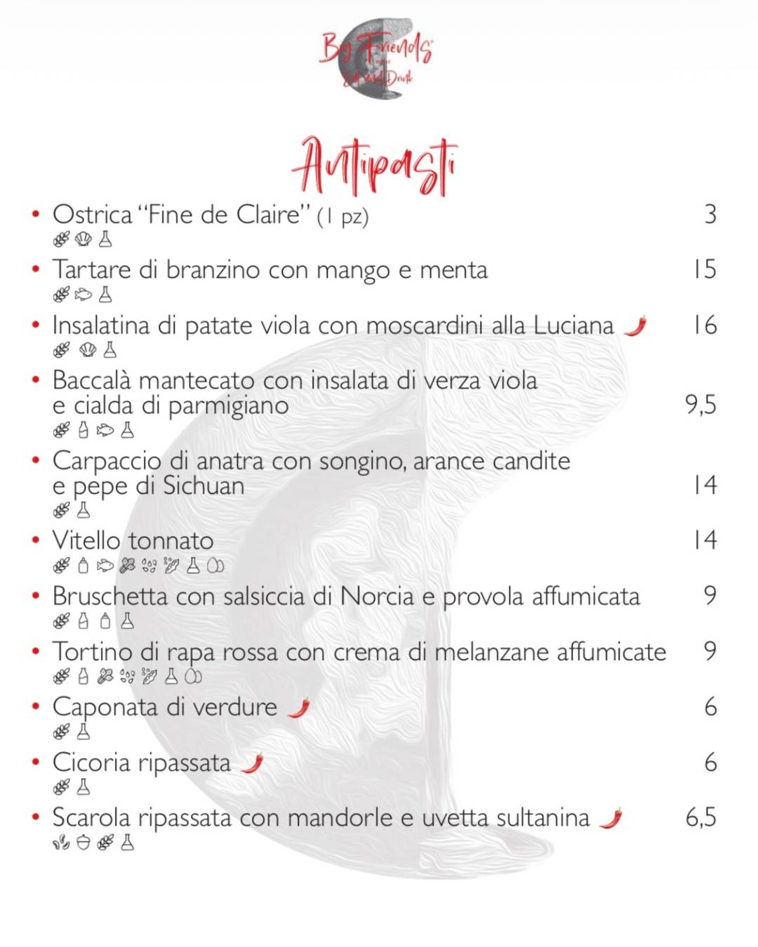 Big Friends Rome - Eat and Drink меню
