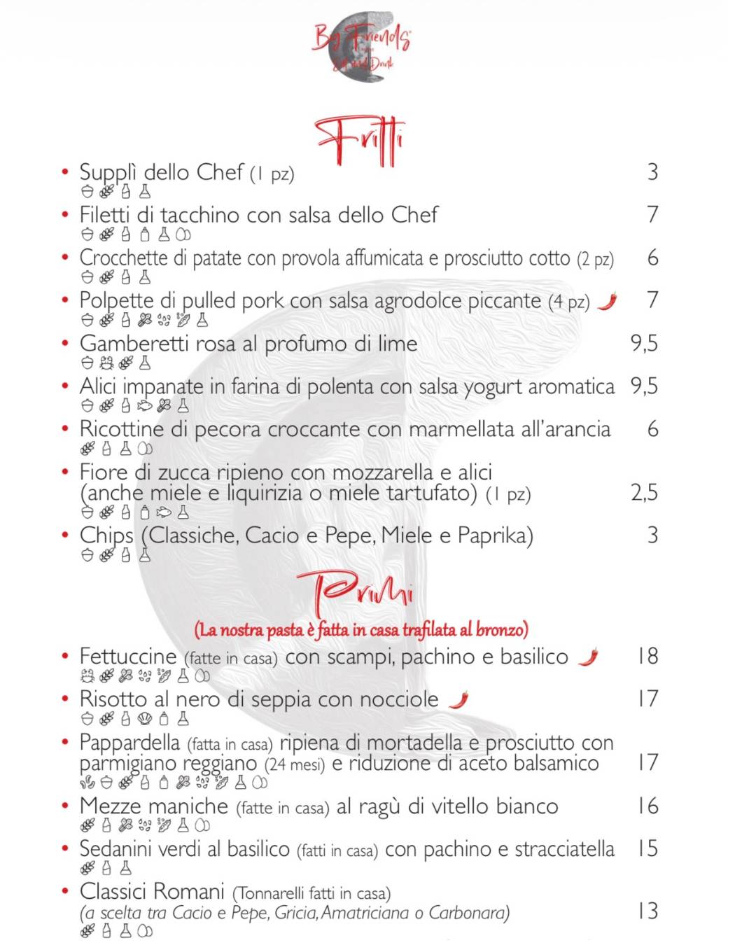 Big Friends Rome - Eat and Drink меню