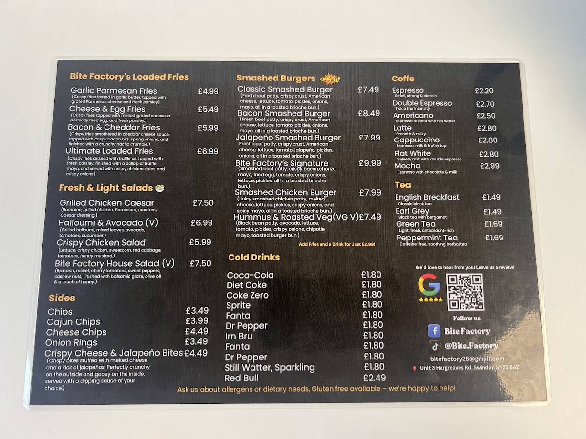 Bite Factory (Swindon) меню