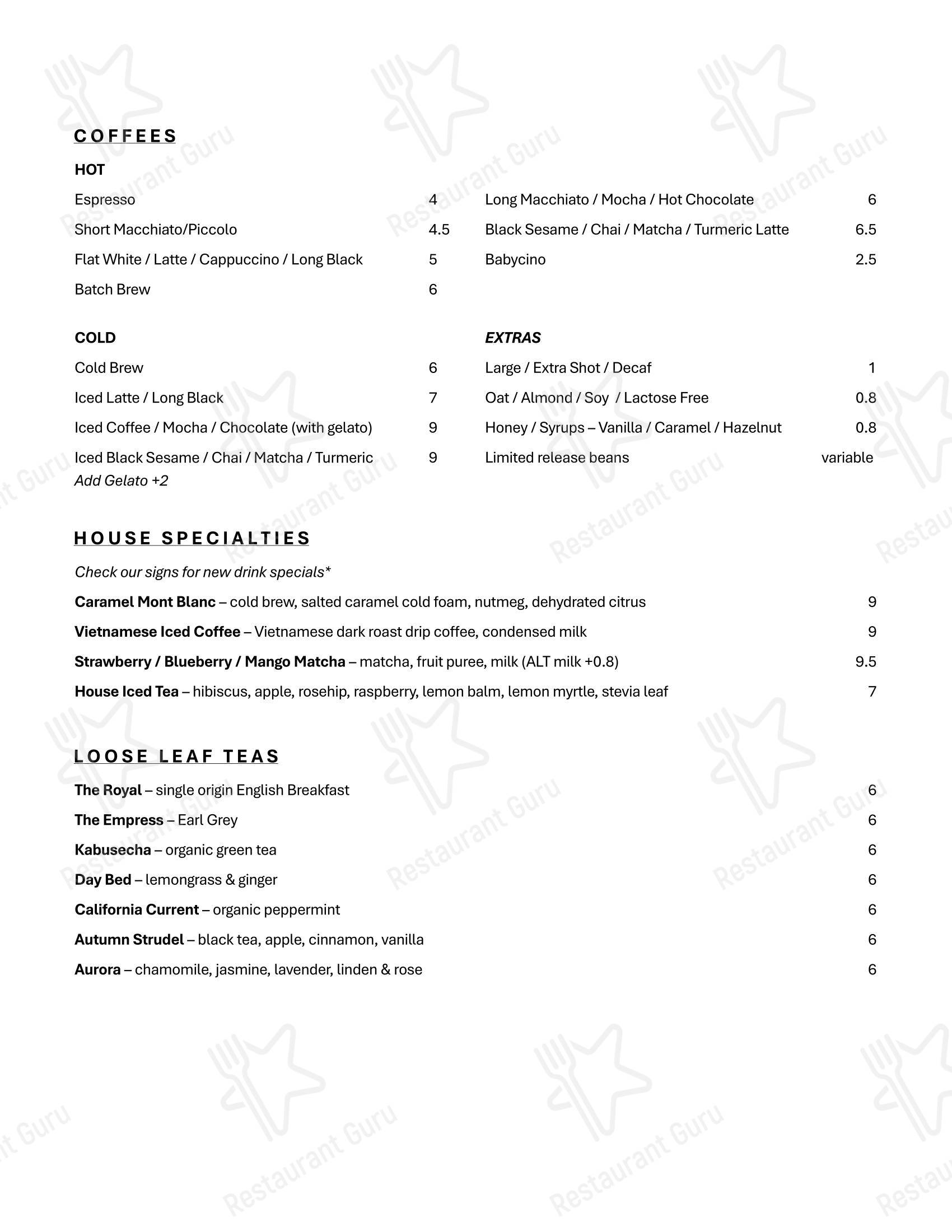 Blacksmith Highgate в Хайгейте - Меню
