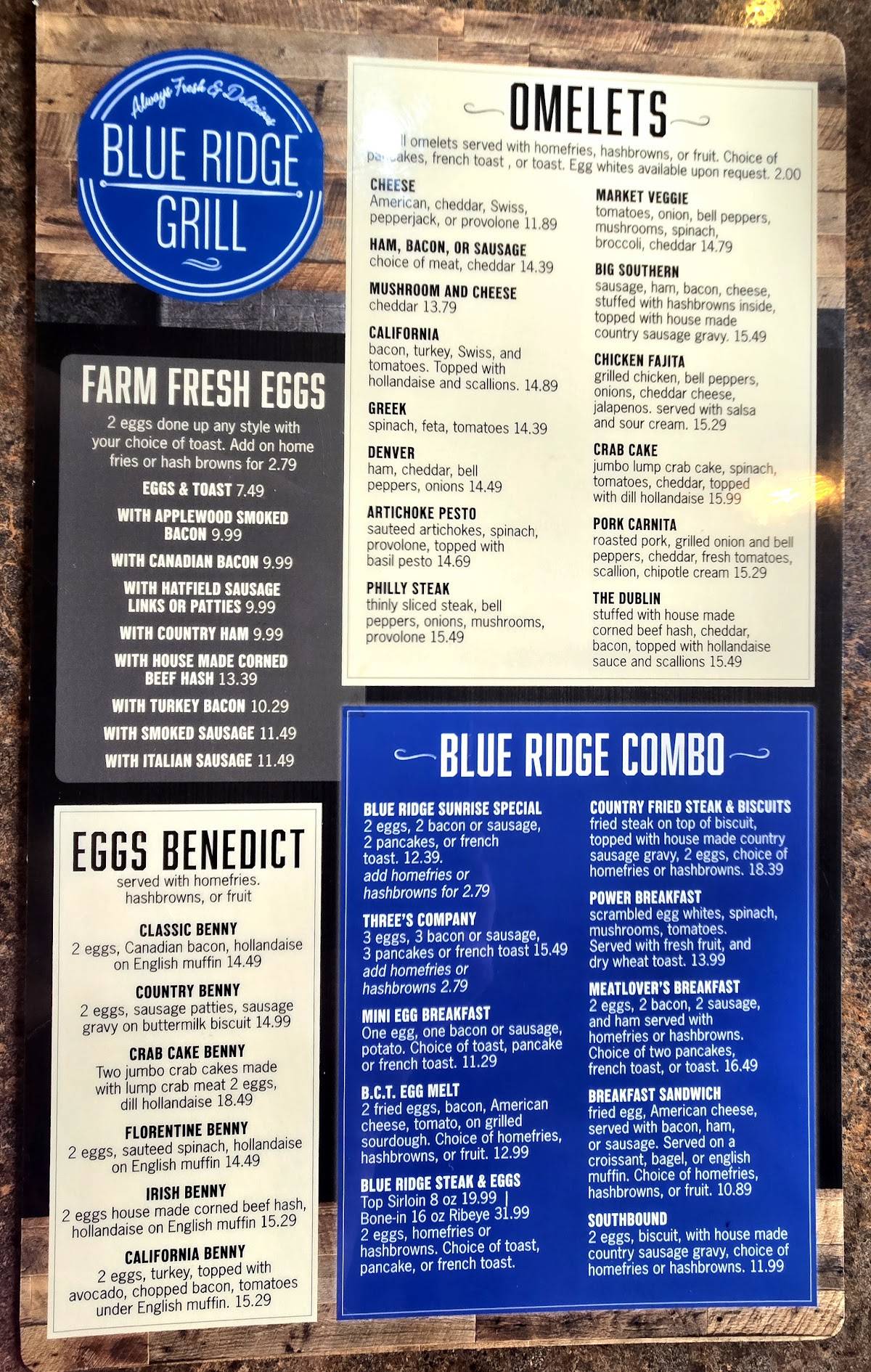 Blue Ridge Grill меню