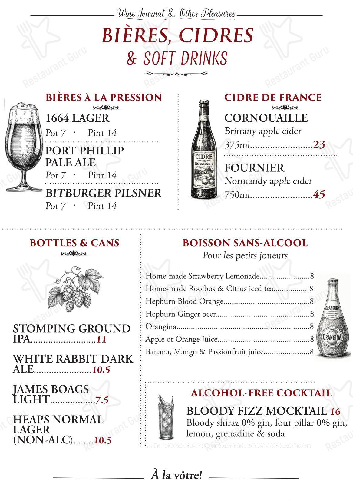 Bon Ap' Petit Bistro в Фицрое - Dinner Menu