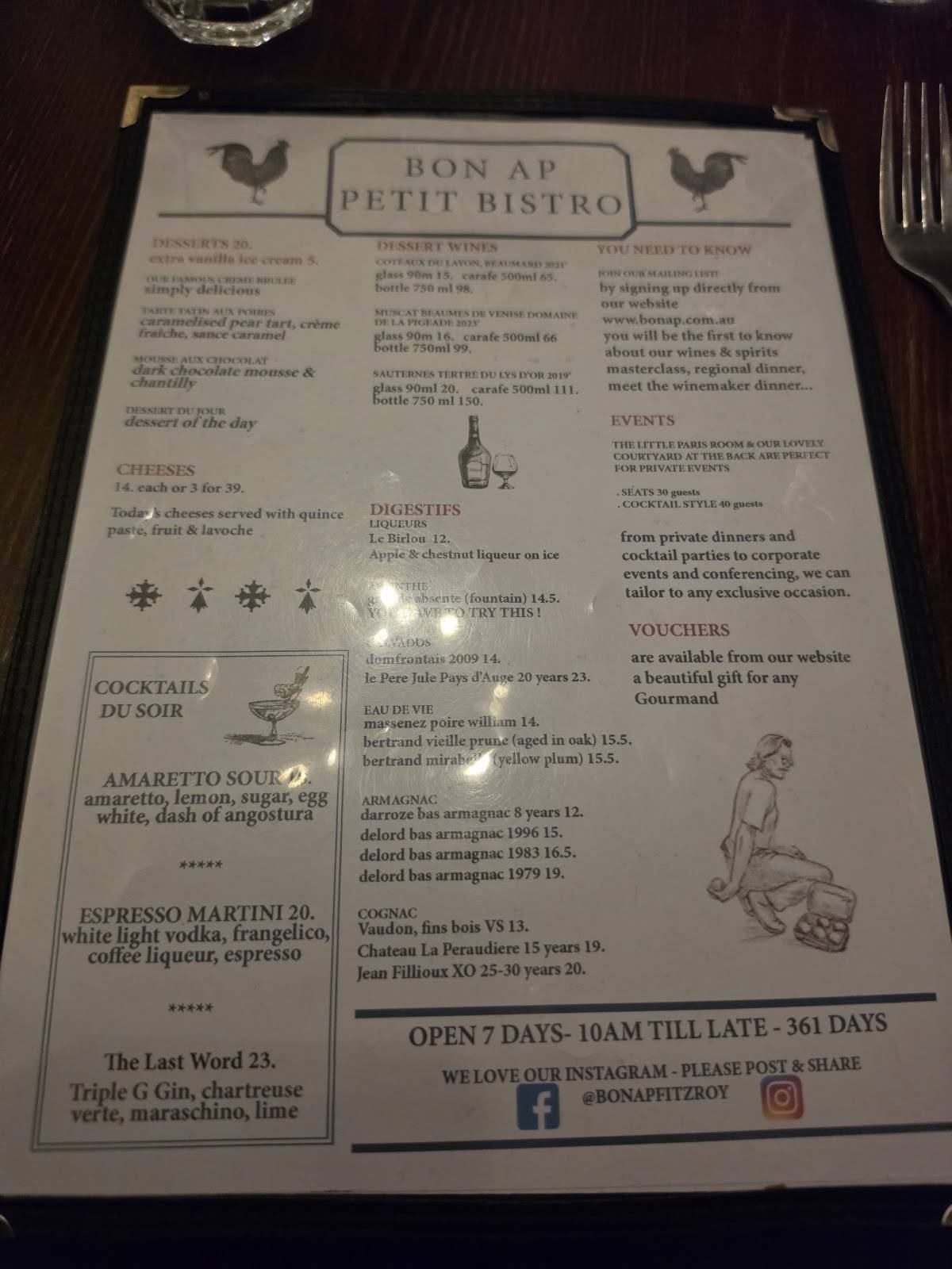 Bon Ap' Petit Bistro меню