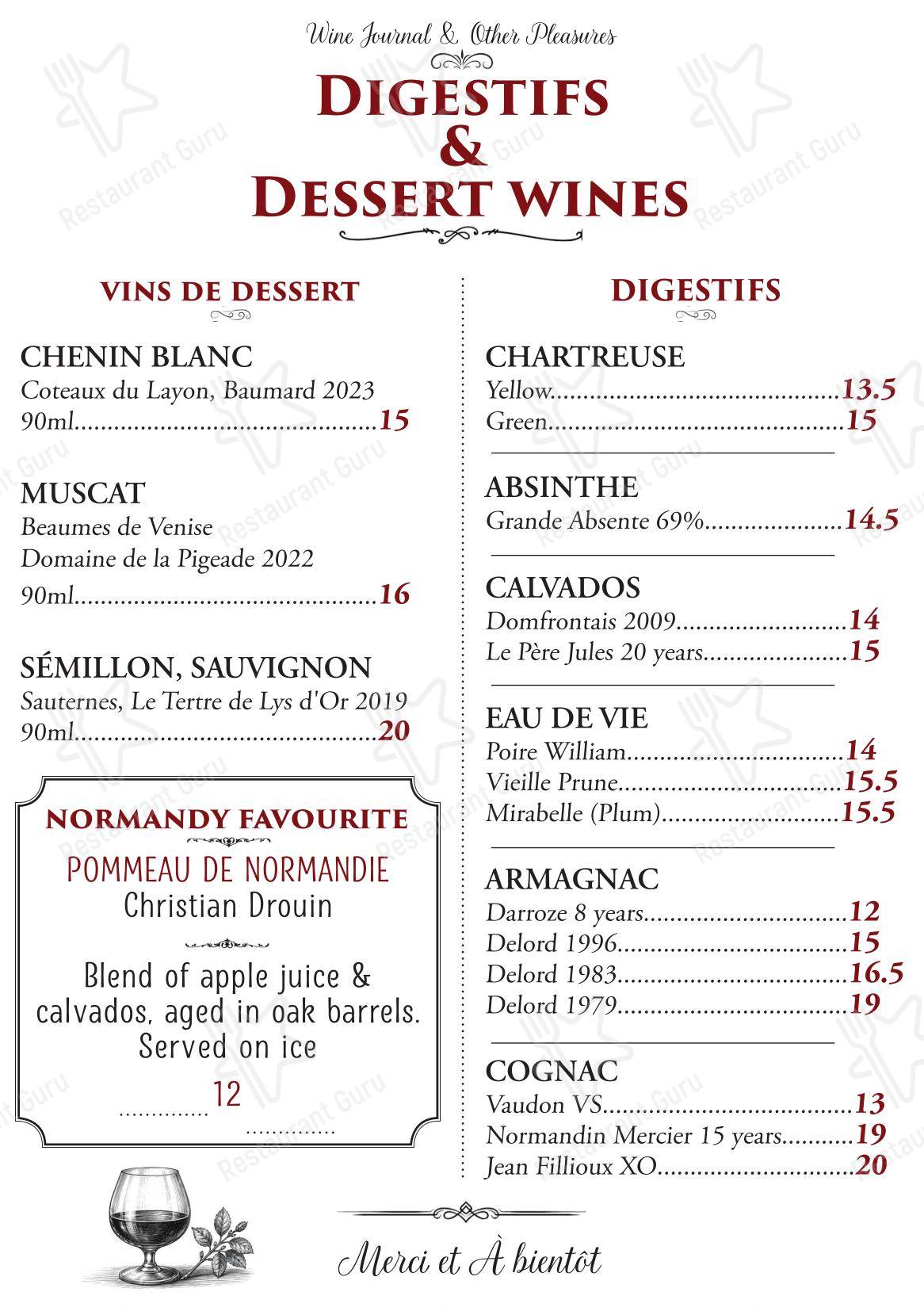 Dinner Menu паба и бара Bon Ap' Petit Bistro