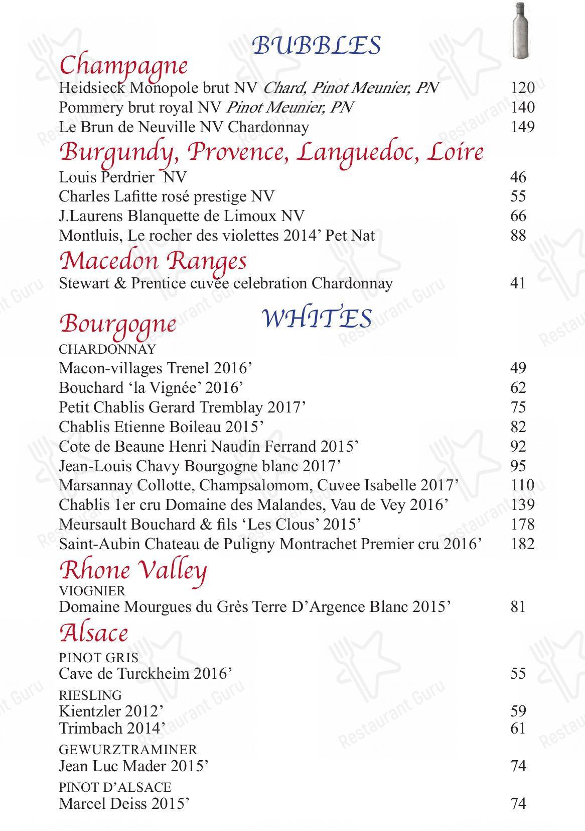 Меню паба и бара Bon Ap' Petit Bistro - Wedding Menu