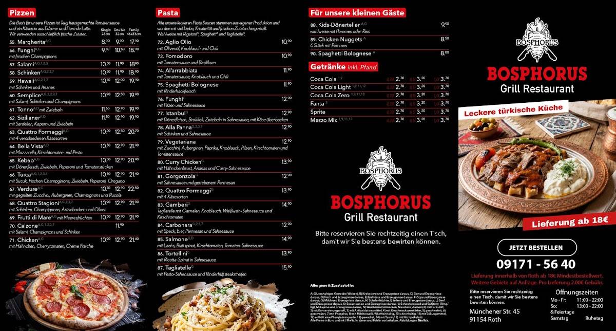 Bosphorus Restaurant & Grill меню