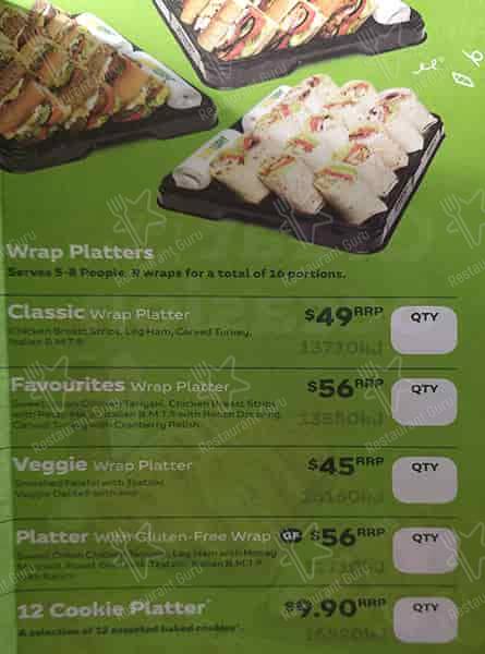 Subway меню
