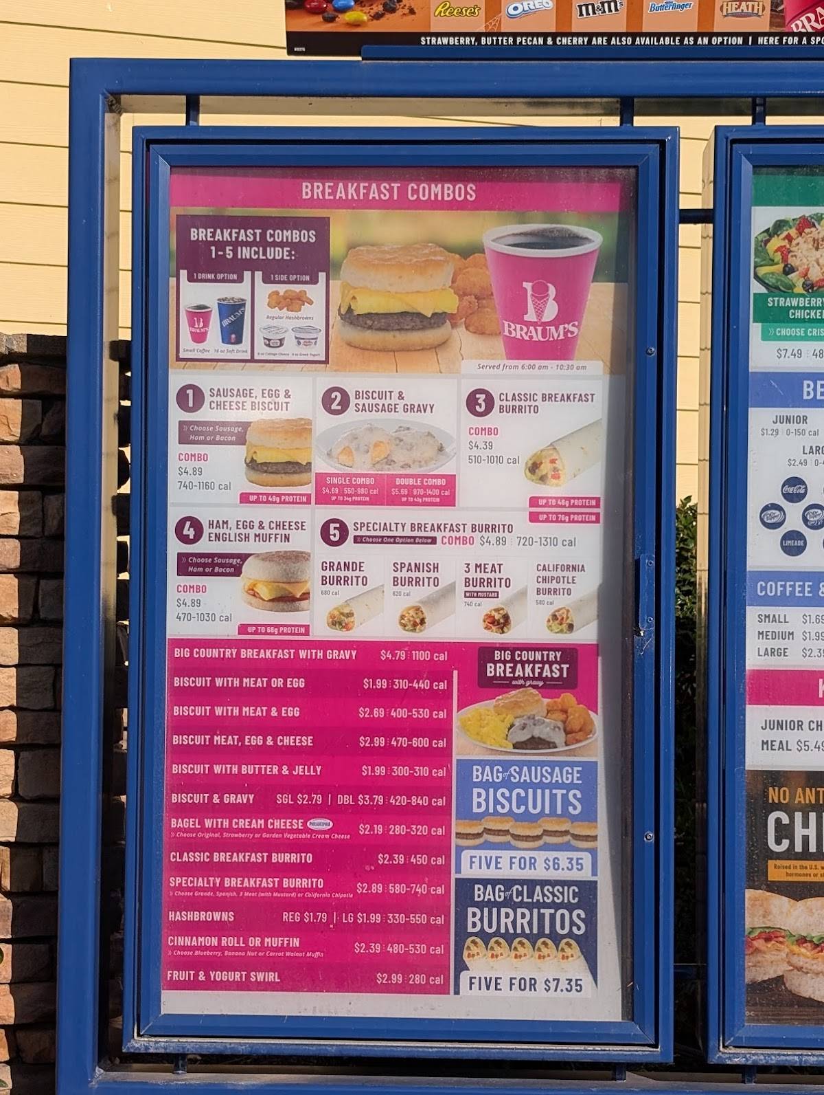 Braum's Ice Cream & Dairy Store меню