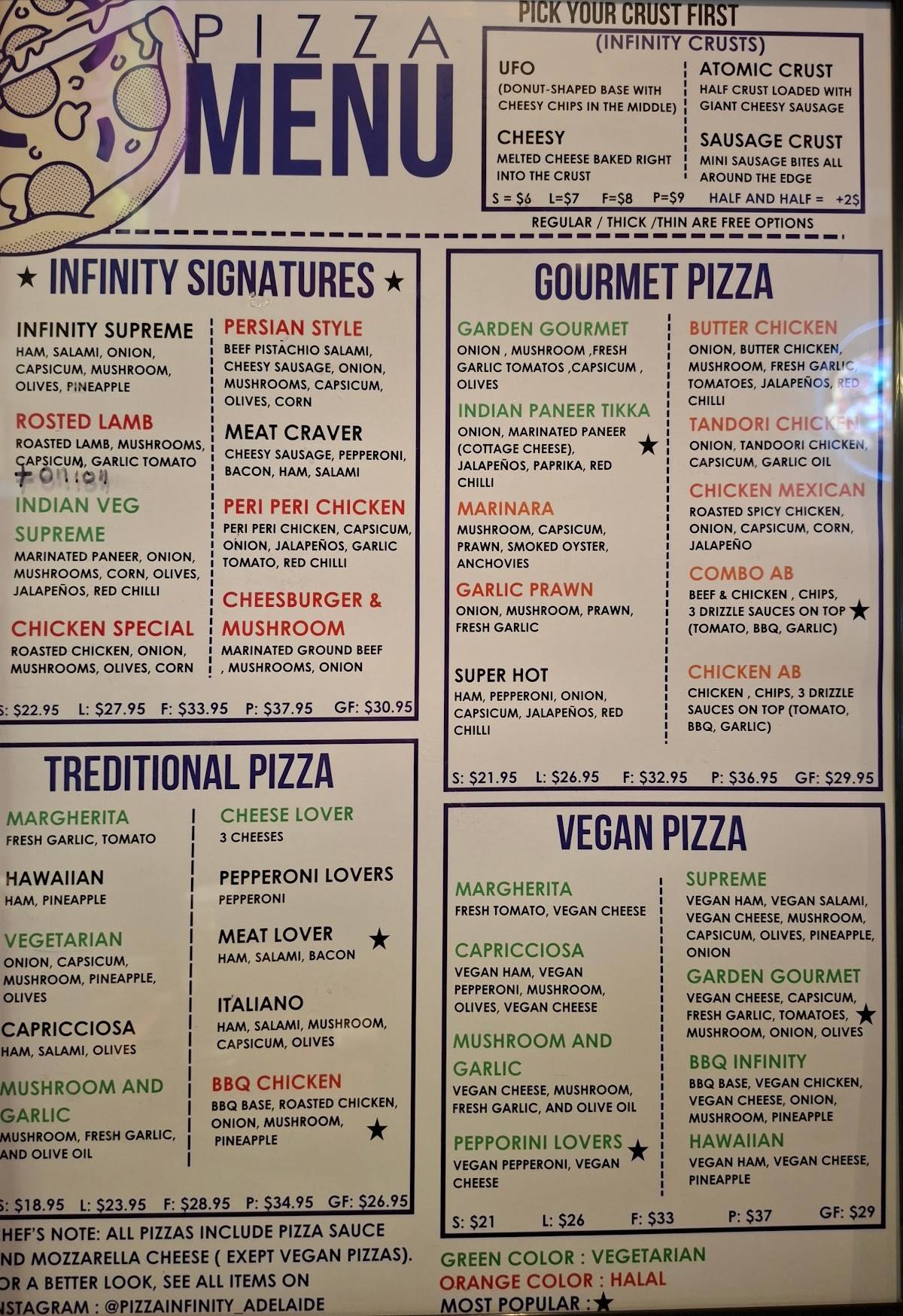 Pizza infinity меню