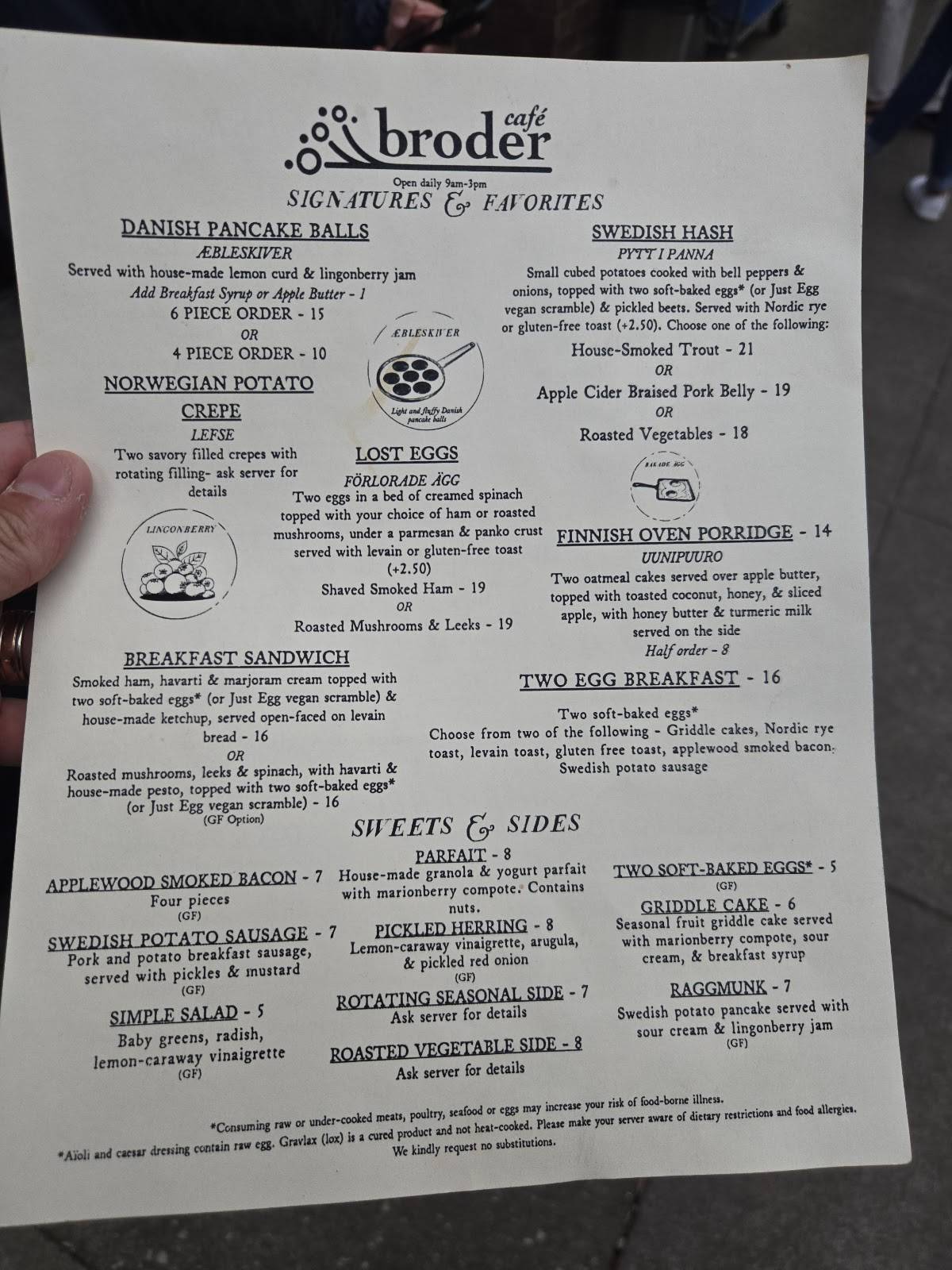 Broder Café меню