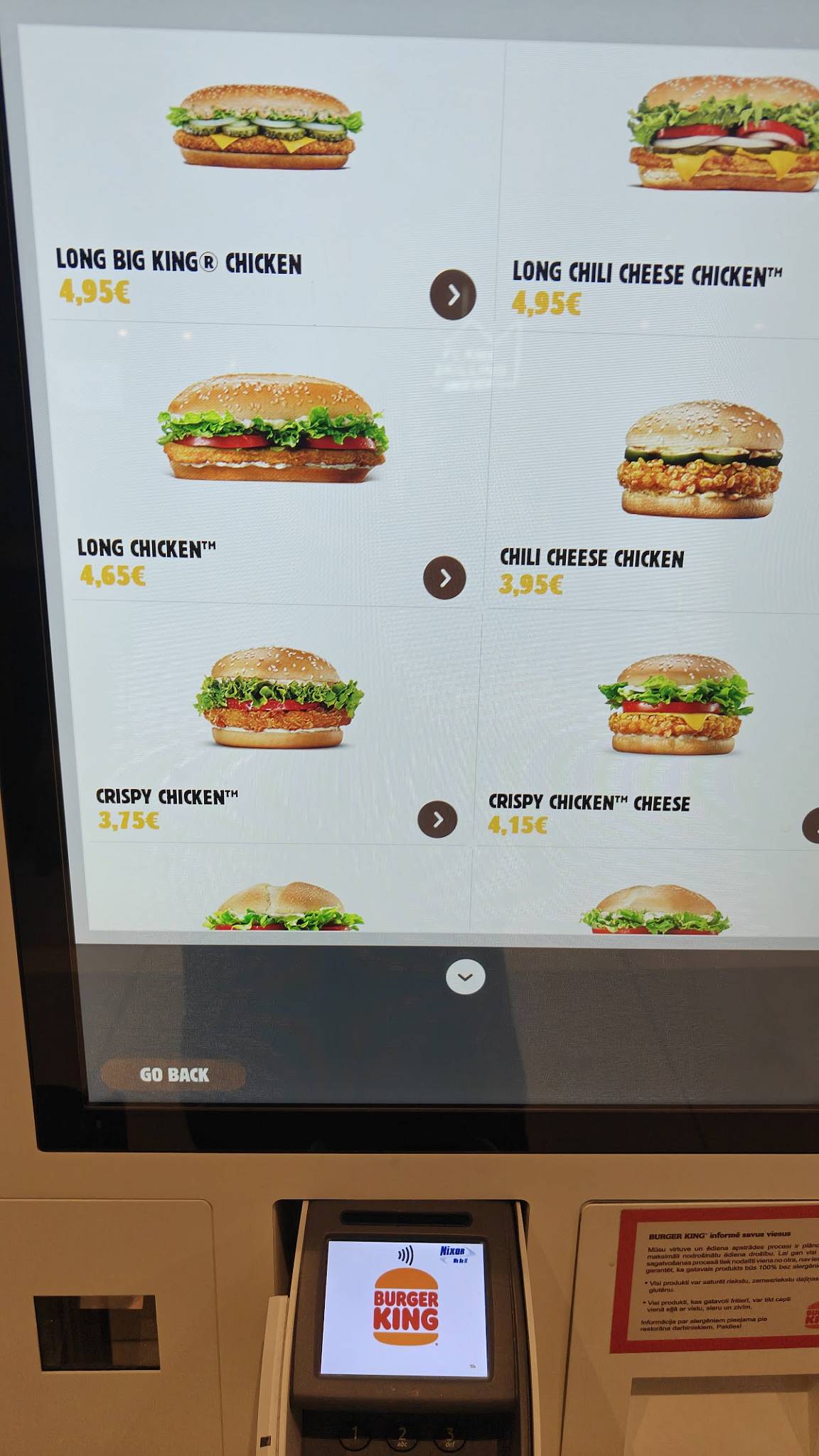 Burger King Audeju меню