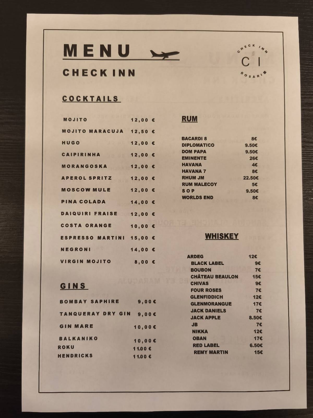 CHECK-INN меню