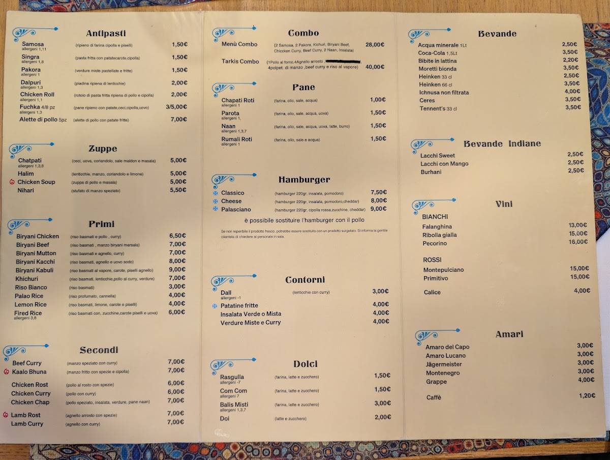 COMBO RISTORANTE меню