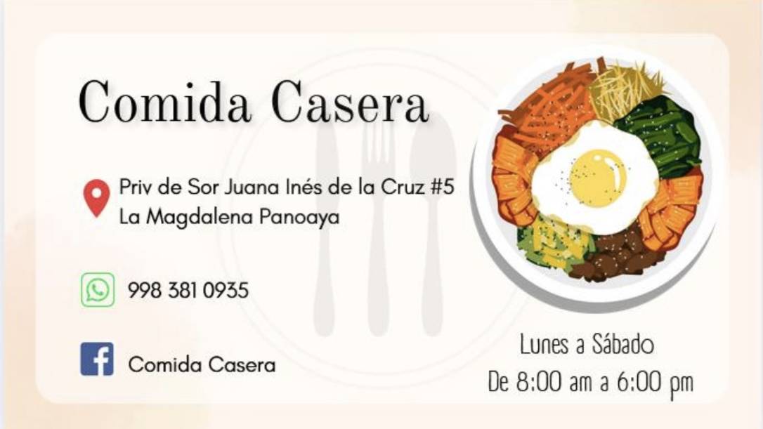 COMIDA CASERA меню