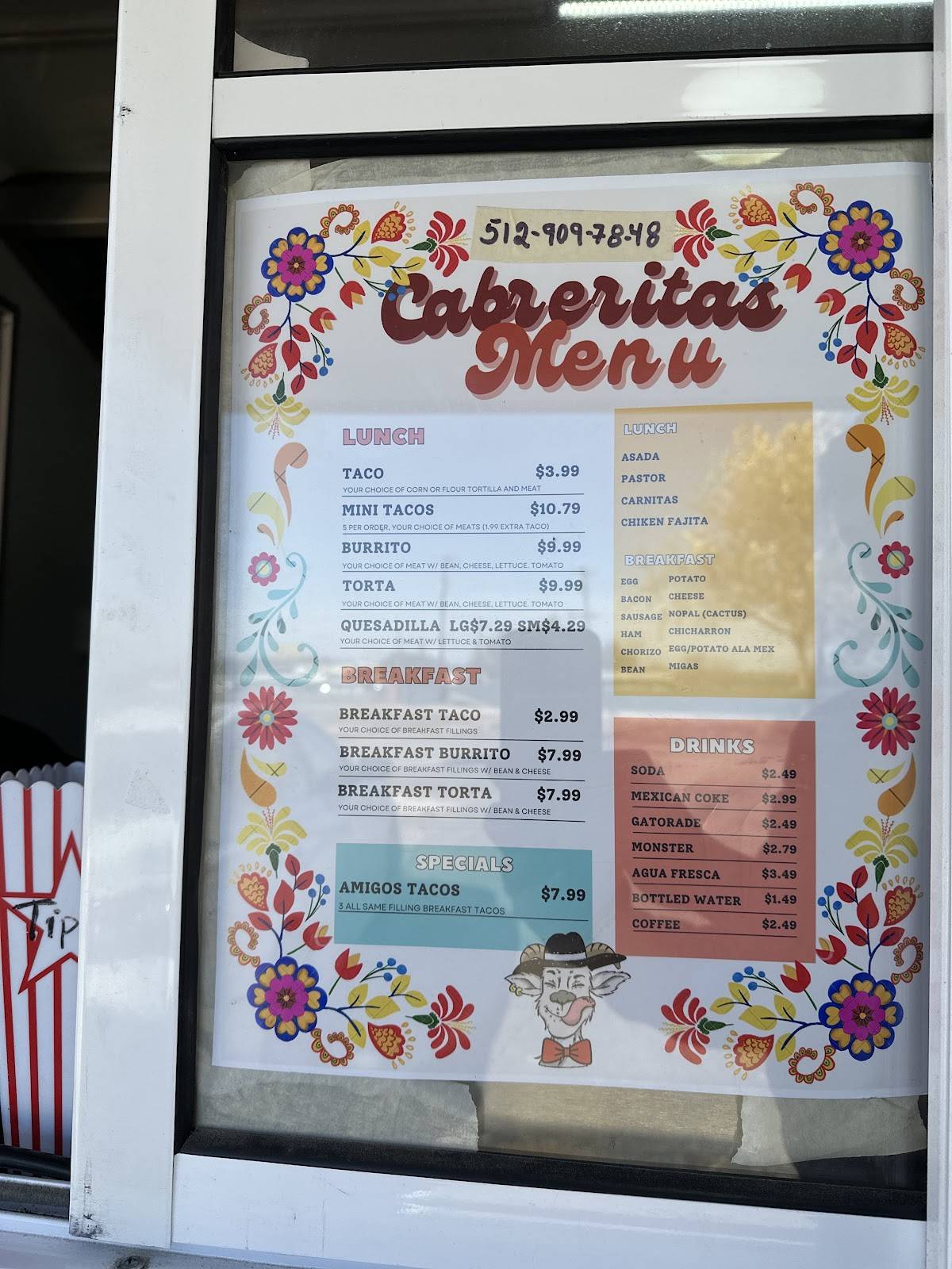 Cabreritas меню
