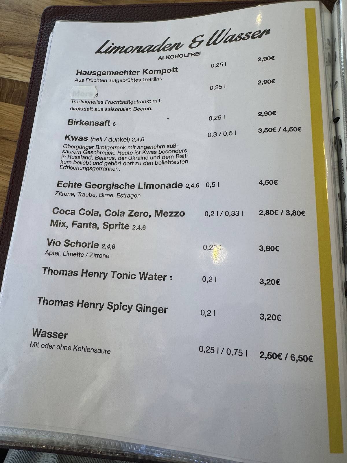 Café Arbat меню