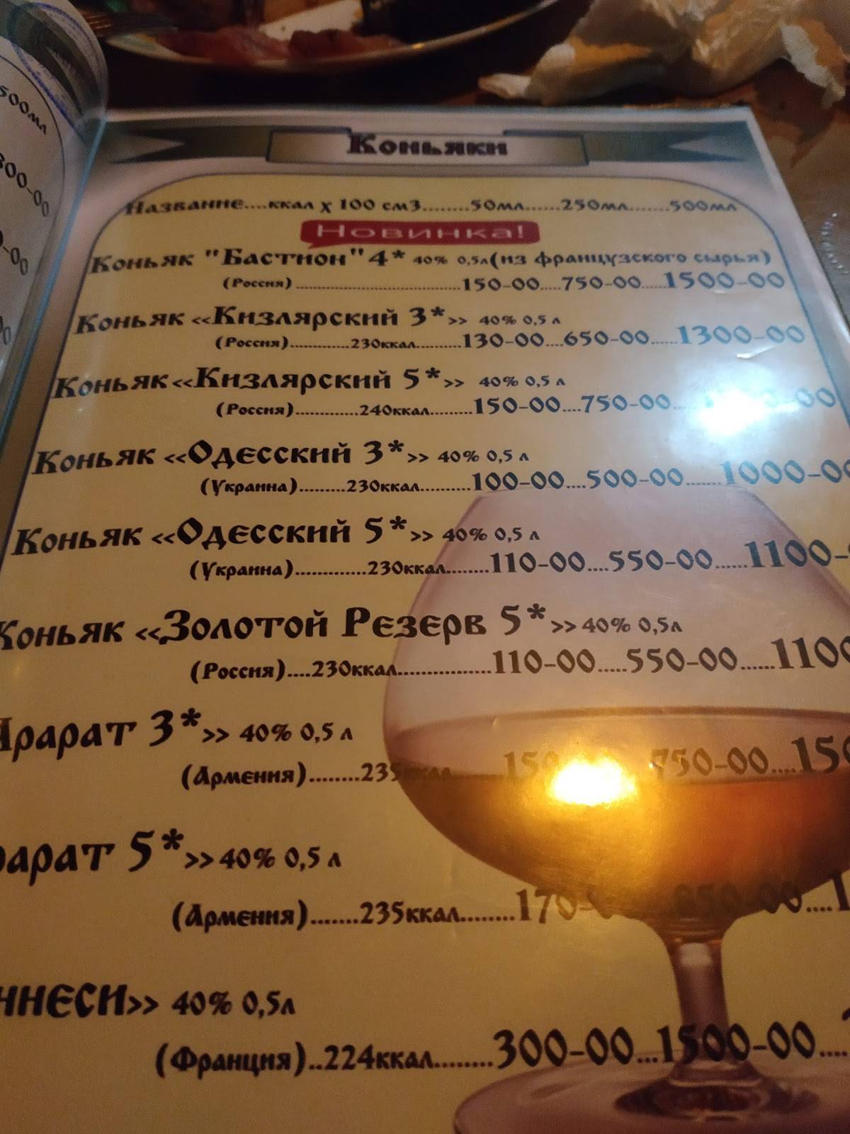 Калинка меню
