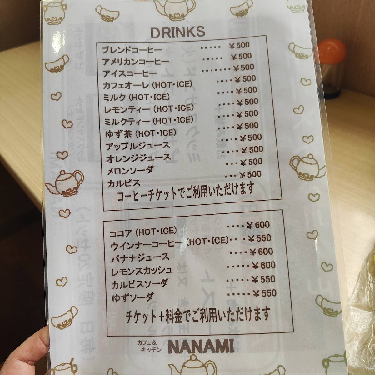 Nanami меню