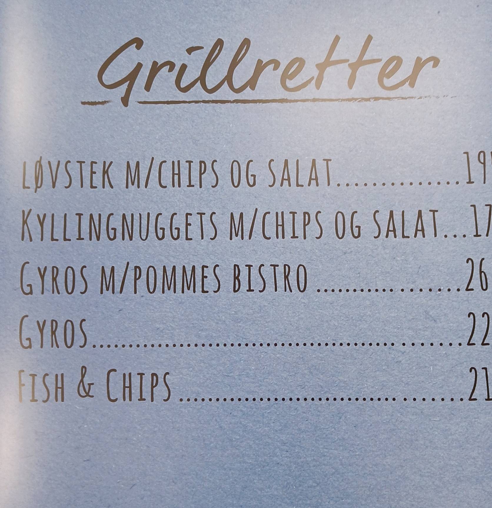 Obs Kafé, Tromsø меню