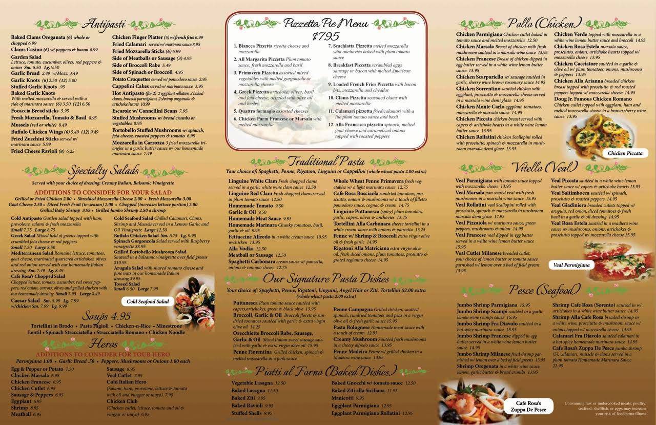 Cafe Rosa Pizzeria меню