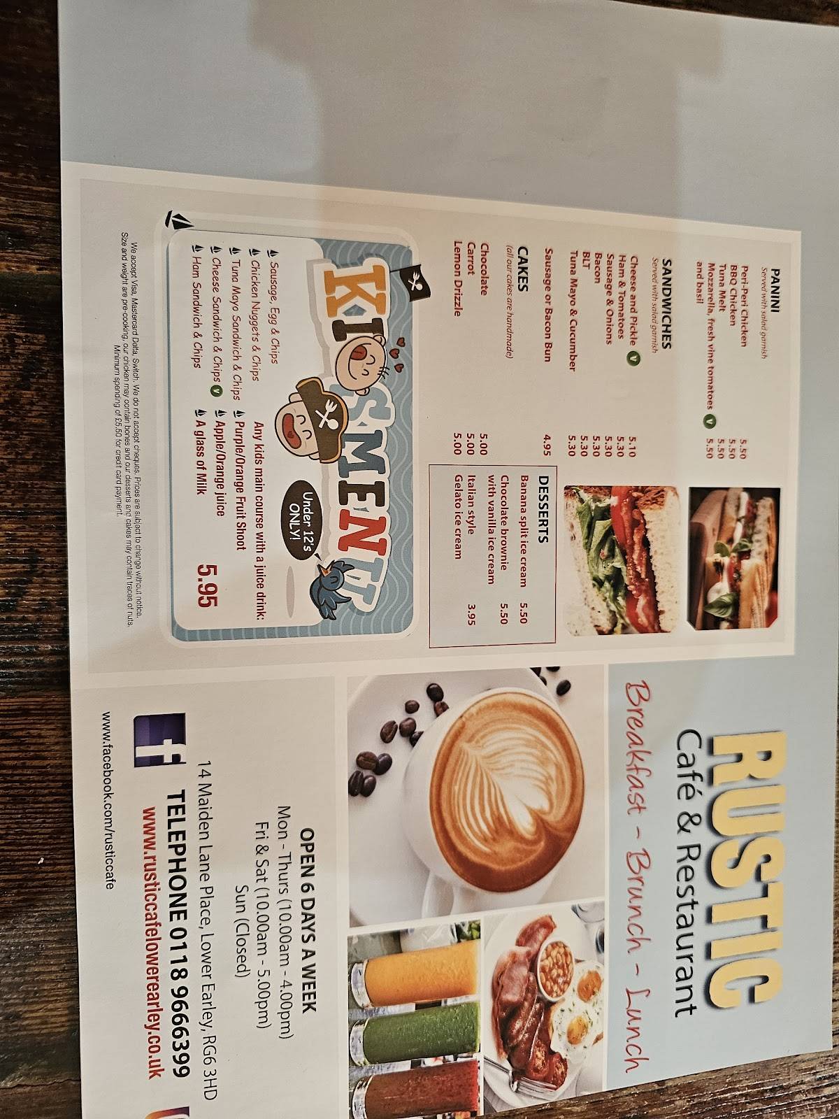 Rustic Cafe меню