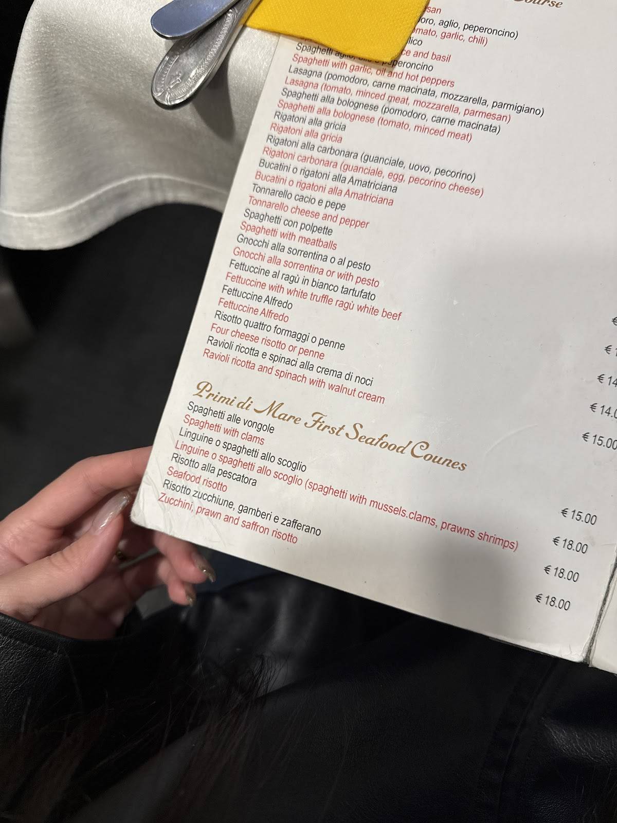Trattoria Manzoni меню
