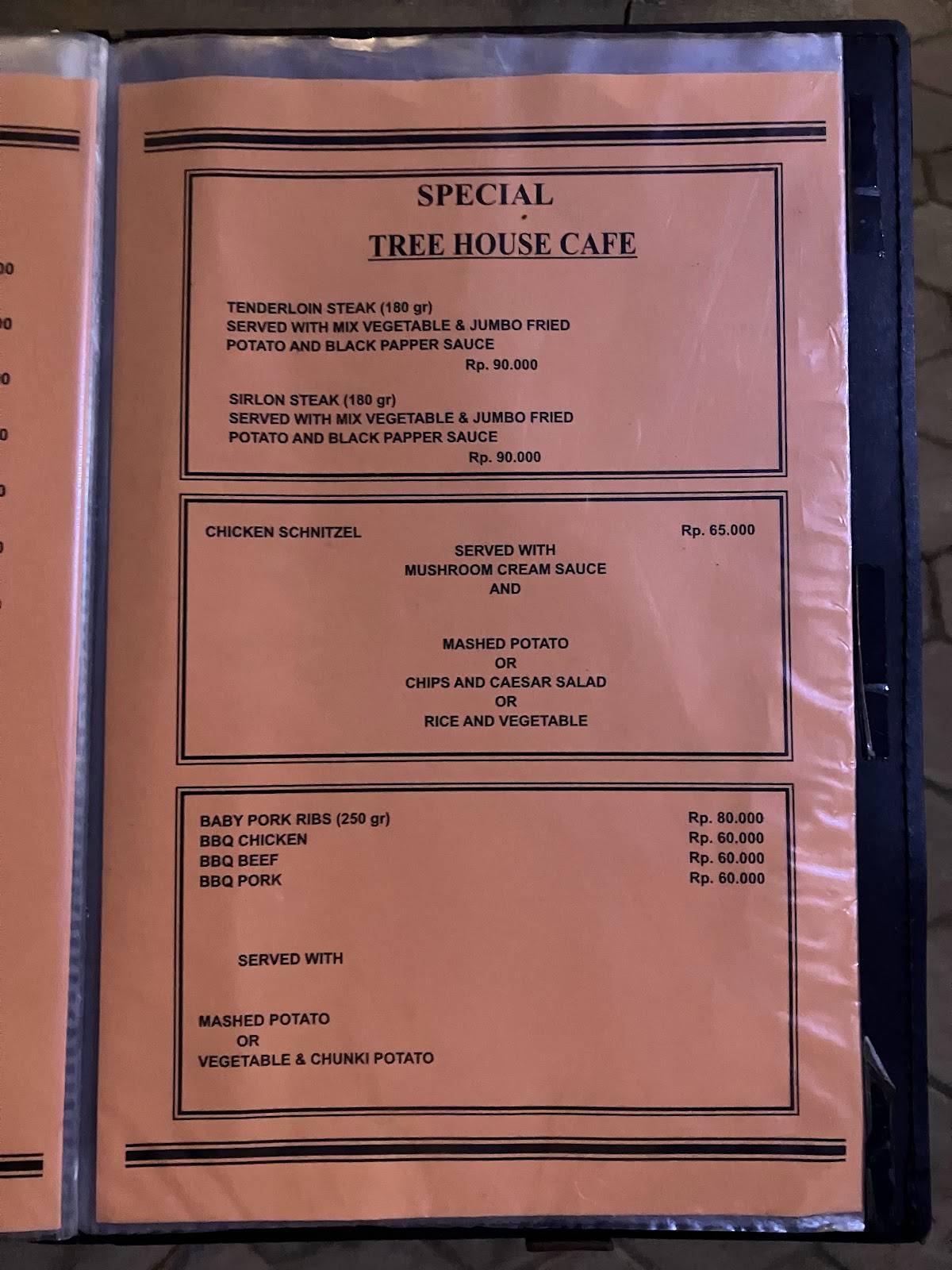Cafe Tree House меню